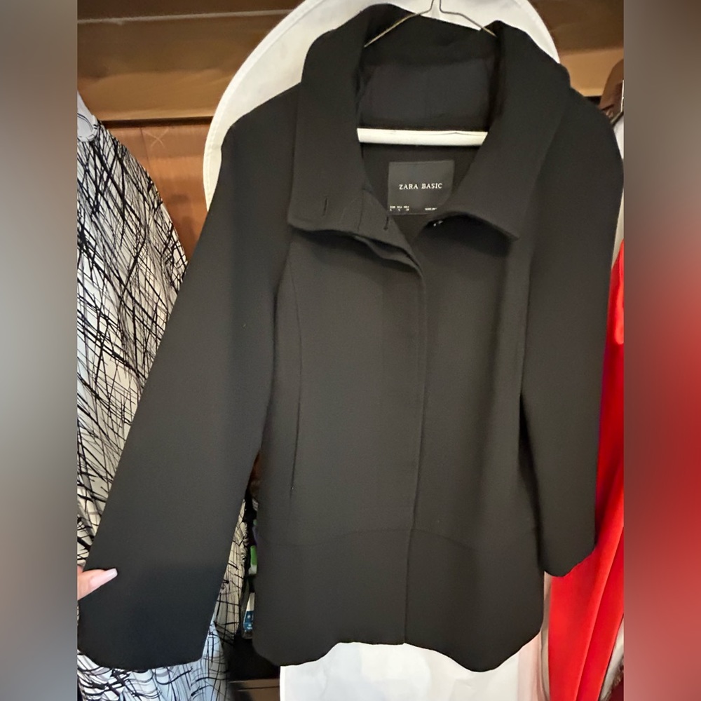 ZARA BLACK HIDDEN BUTTON DOWN COAT